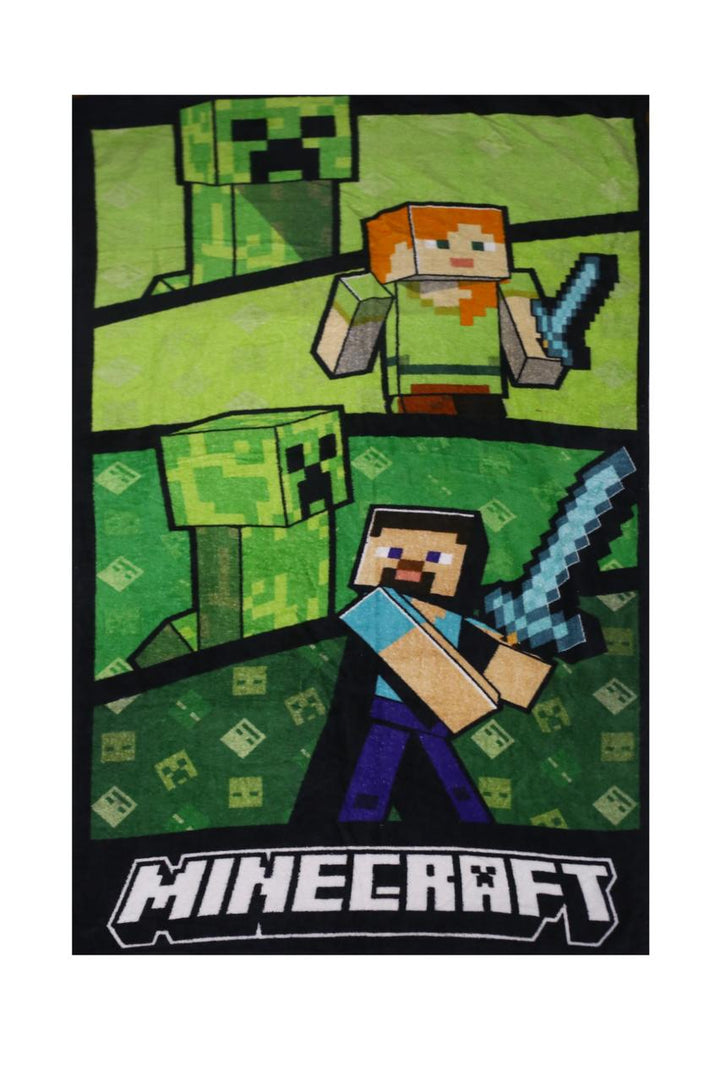 Minecraft Creeper Adventure Printed Beach Towel
