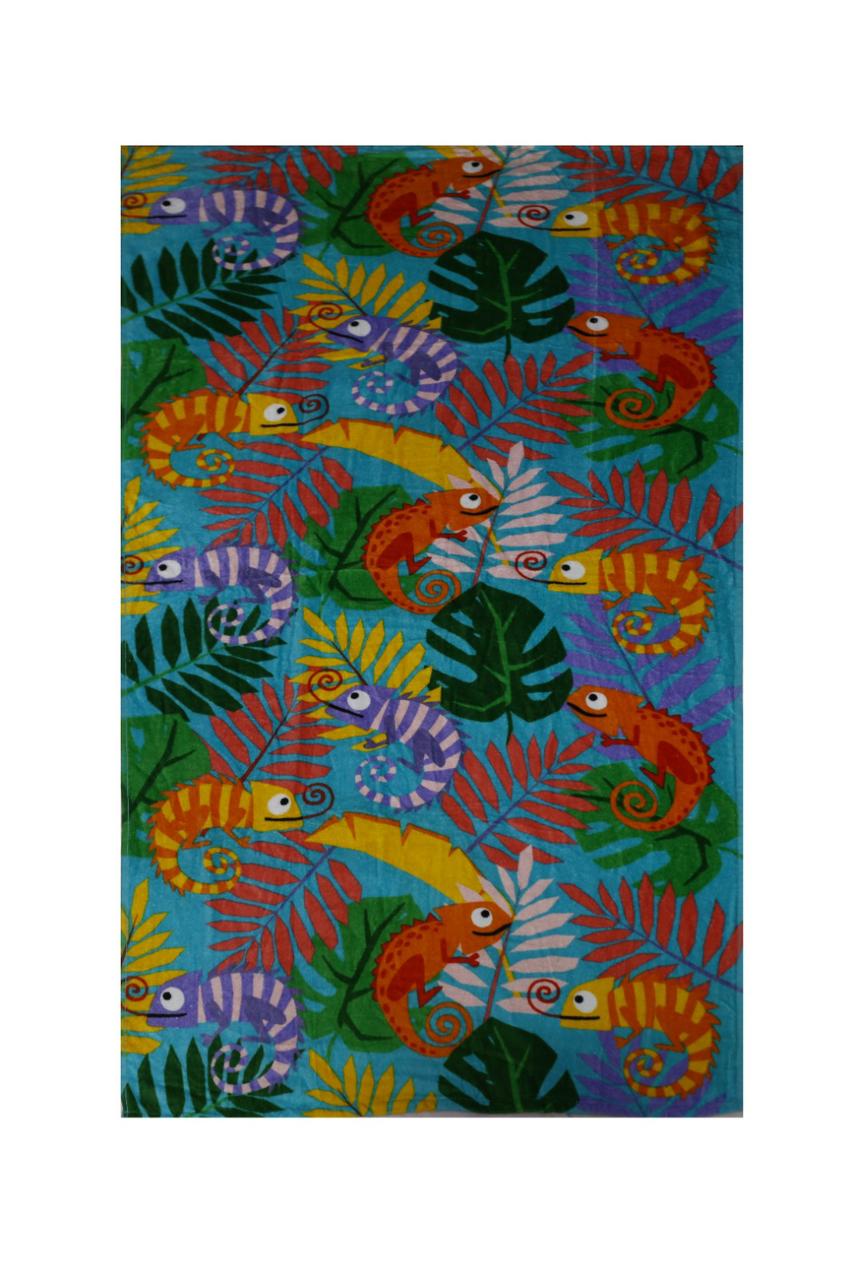 Colorful Chameleon Jungle Printed Beach Towel
