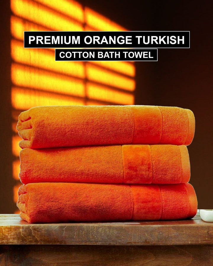 Premium Orange Turkish Cotton Premium Bath Towel
