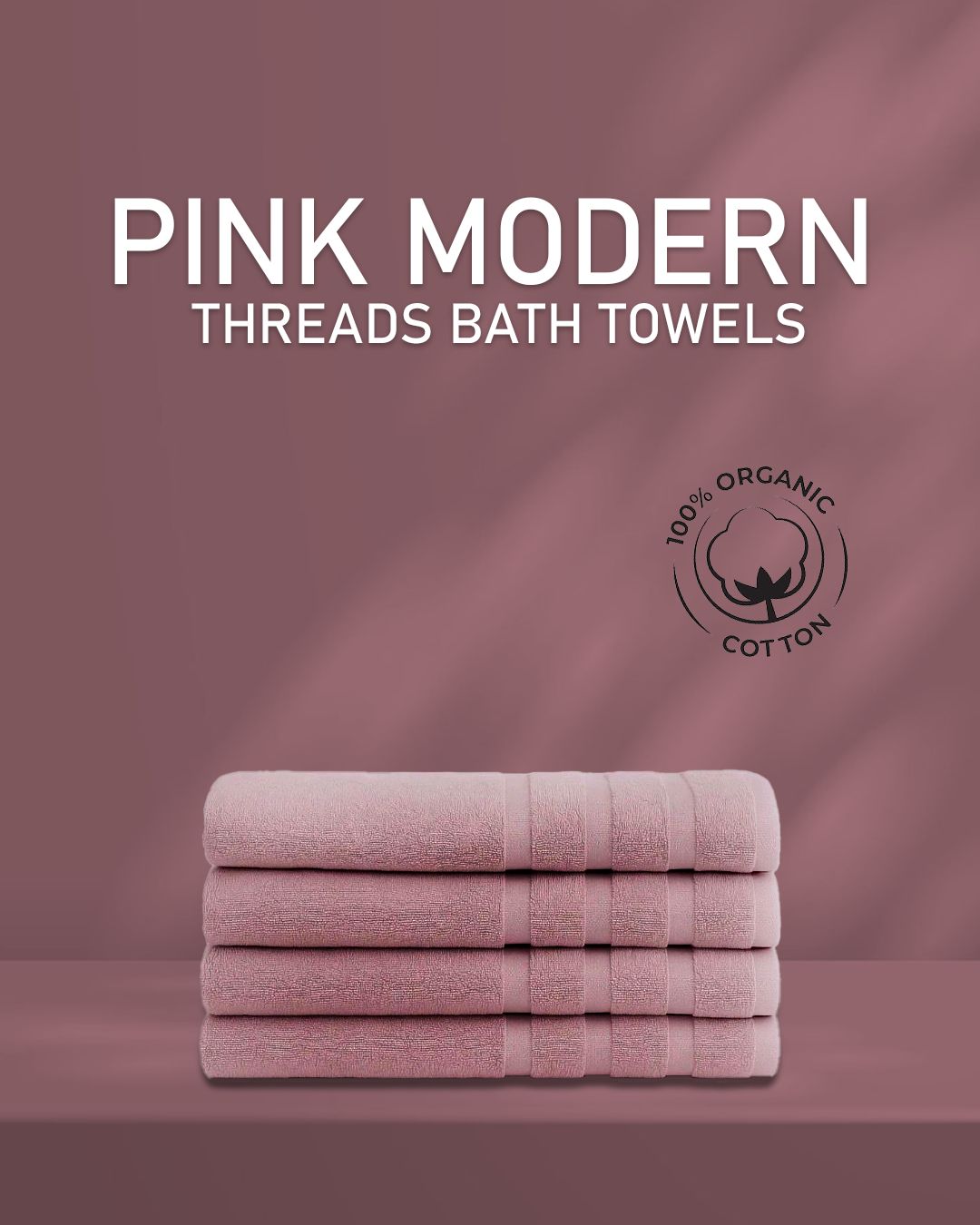 Pink Modern Threads 100% Combed Cotton Bath Towels Super Absorbent & Quick Dry Soft & Plush, Blush
